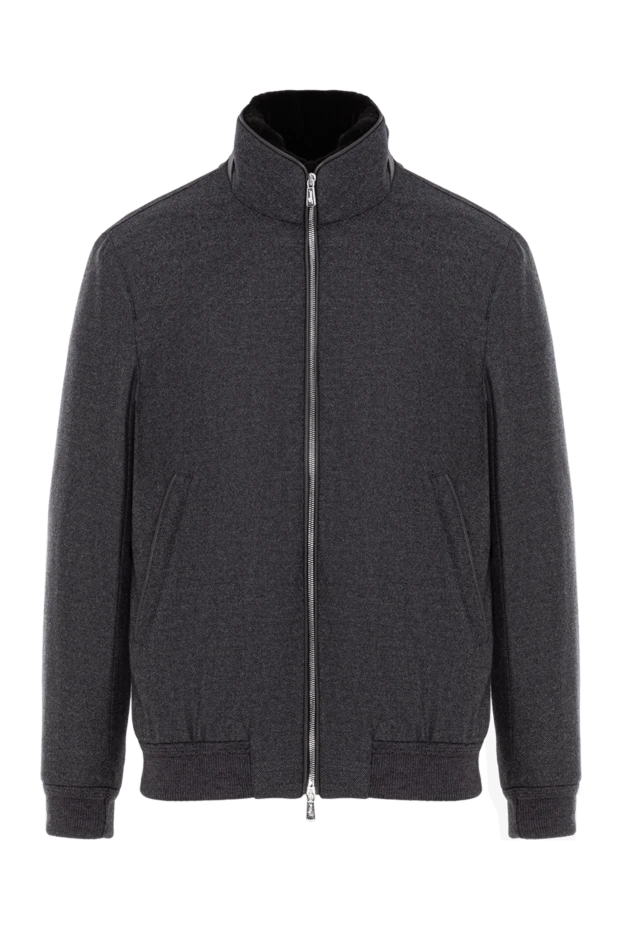 Куртка серая из шерсти с внутренней меховой отделкой воротника
- фото 1