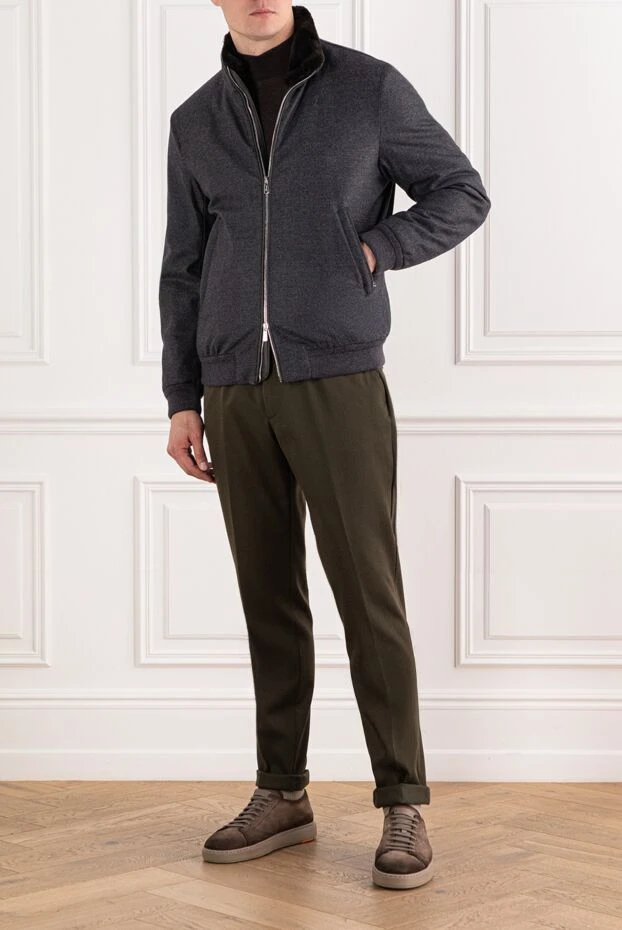 Lenoci gray wool jacket with a fur-lined collar
 191144 - photo 2