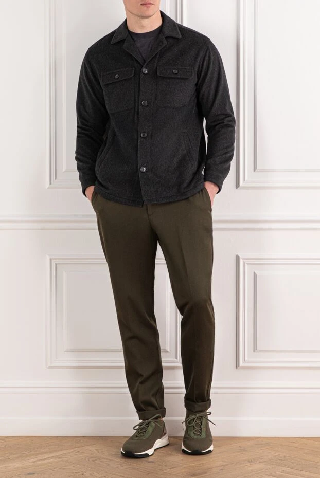 Lenoci dark grey cashmere shirt jacket with patch pockets 191145 - photo 2