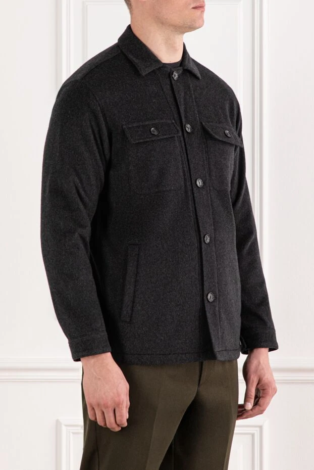 Lenoci dark grey cashmere shirt jacket with patch pockets 191145 - photo 3