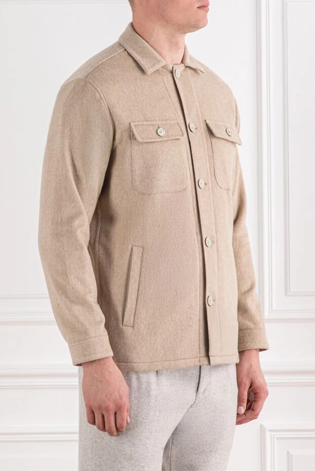 Lenoci beige cashmere shirt jacket with patch pockets 191146 - photo 3