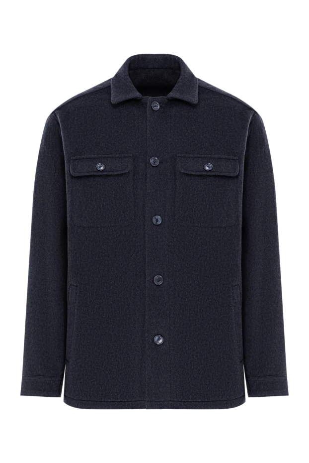 Жамау қалталары бар көк кашемир жейде - фото 1