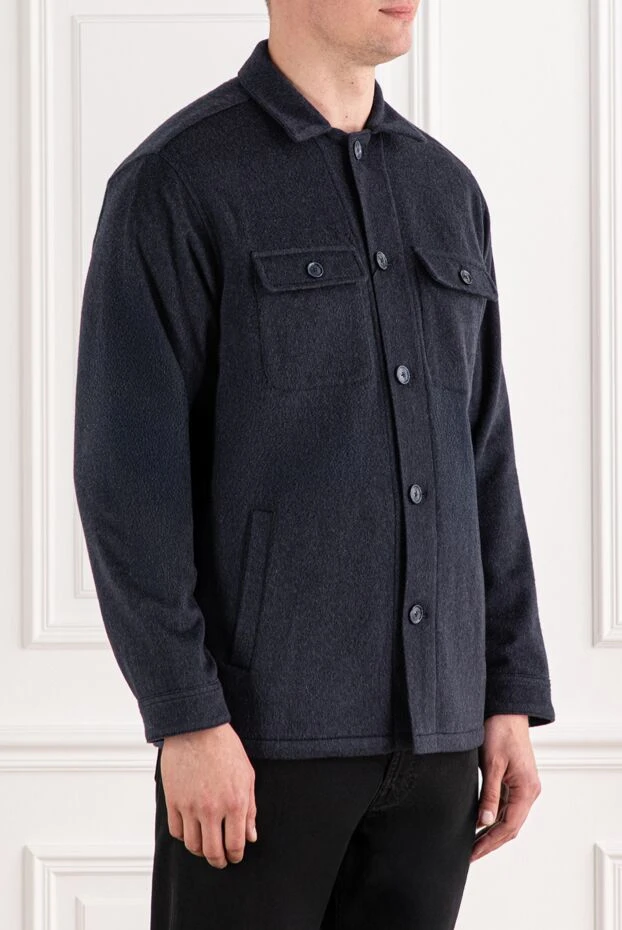 Lenoci blue cashmere shirt jacket with patch pockets 191148 - photo 3