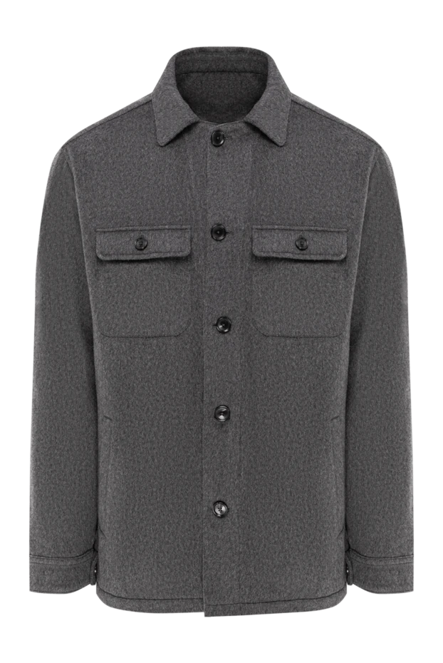 Сұр түсті кашемир жейде, қалталары бар - фото 1