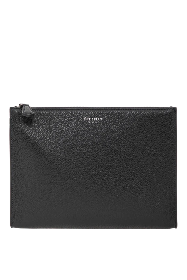 Клатч с ручкой на запястье из чёрной кожи Cachemire мужской - фото 1
