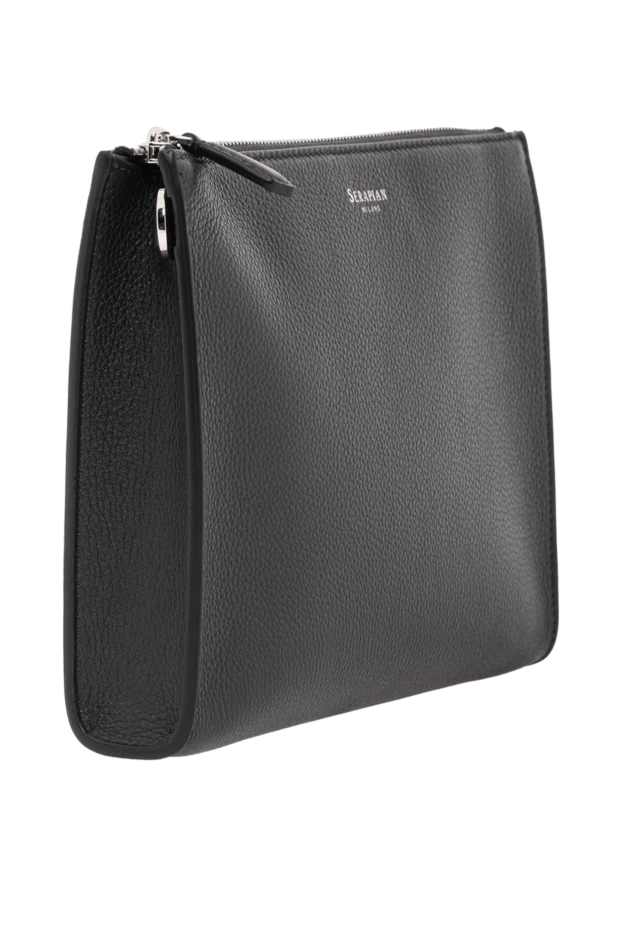 Serapian клатч с ручкой на запястье из чёрной кожи cachemire мужской 191232 - фото 3