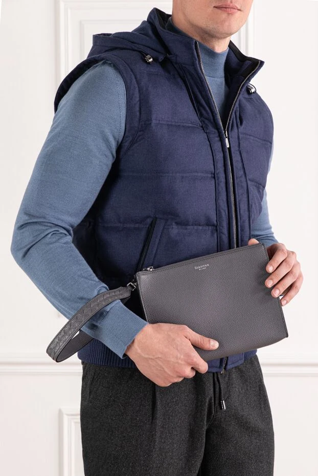 Сұр түсті кашемир былғарыдан жасалған білезік ілінісу - фото 2