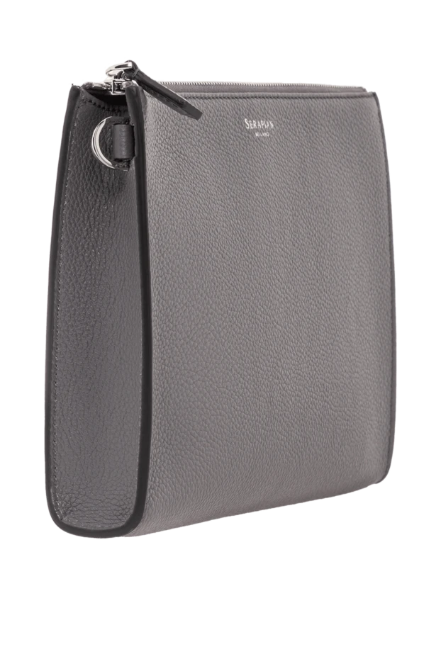 Serapian клатч с ручкой на запястье из серой кашемировой кожи 191233 - фото 3