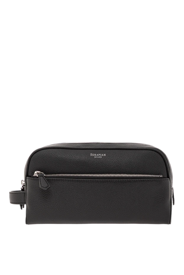 Double-zipped cashmere leather toiletry bag
Men's black - photo 1