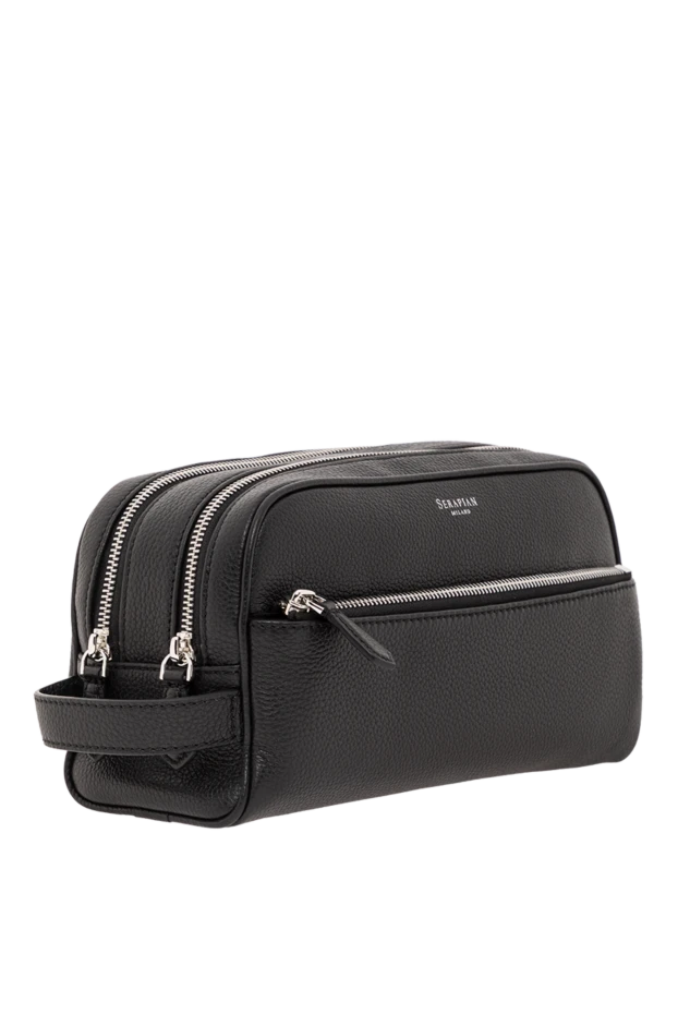 Serapian несессер с двойной молнией из кашемировой кожи мужской черный 191234 - фото 3