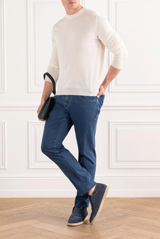 Scissor Scriptor джинсы из эластичного денима с патчем из кожи крокодила 191240 - фото 2