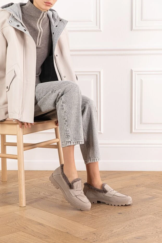 Лоферы из мягкой замши с утеплением и рельефной подошвой - фото 2