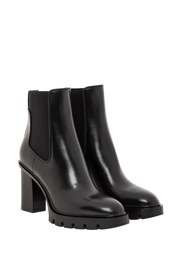 Santoni черные ботильоны на устойчивом каблуке с эластичными вставками 191267 - фото 3