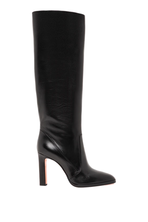 Өкшесіне жарқын екпіні бар қара былғары етік - фото 1