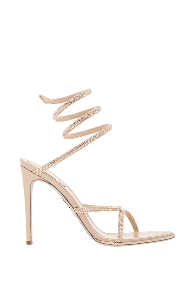 Cleo stiletto sandals with signature snake pattern in beige - photo 1