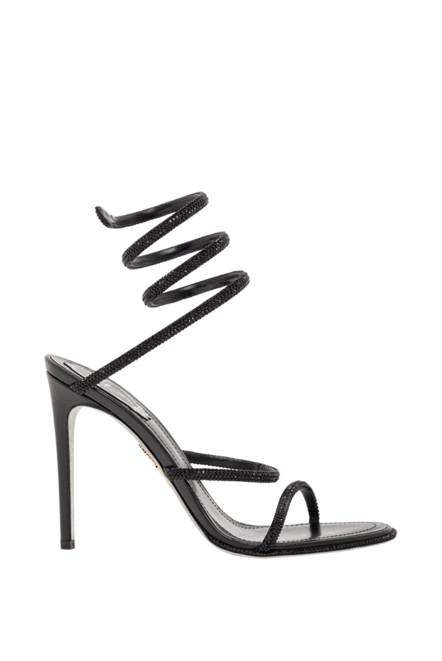 Қолтаңбалы жылан үлгісі бар Cleo қара стилетто сандалдар - фото 1