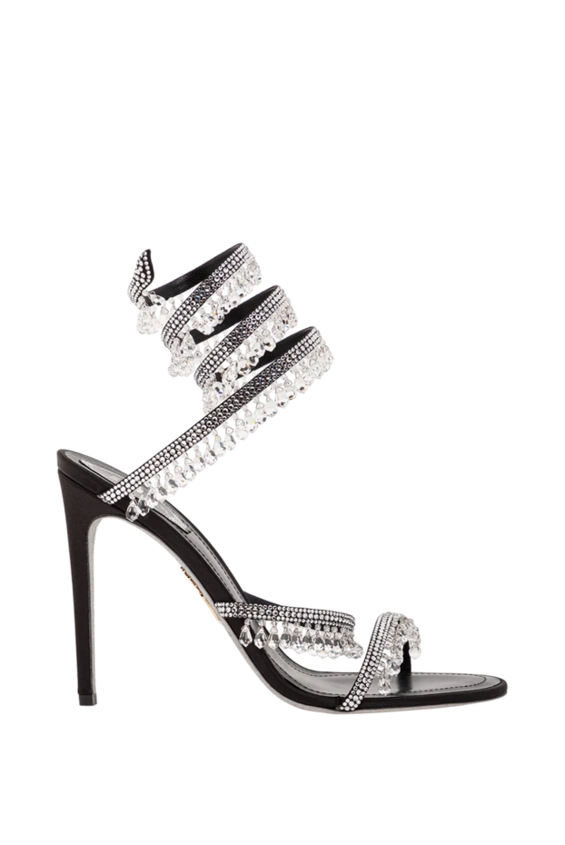 Қара люстра стилетто сандалдары, кристалды тамшы әшекейлері бар - фото 1