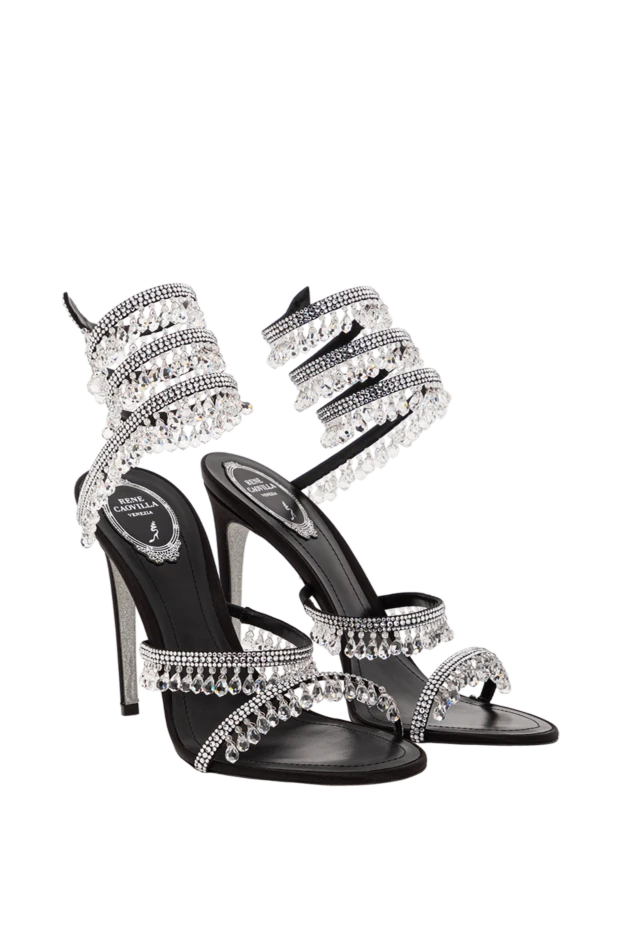 Rene Caovilla черные босоножки chandelier на шпильке с россыпью хрустальных капель 191273 - фото 3