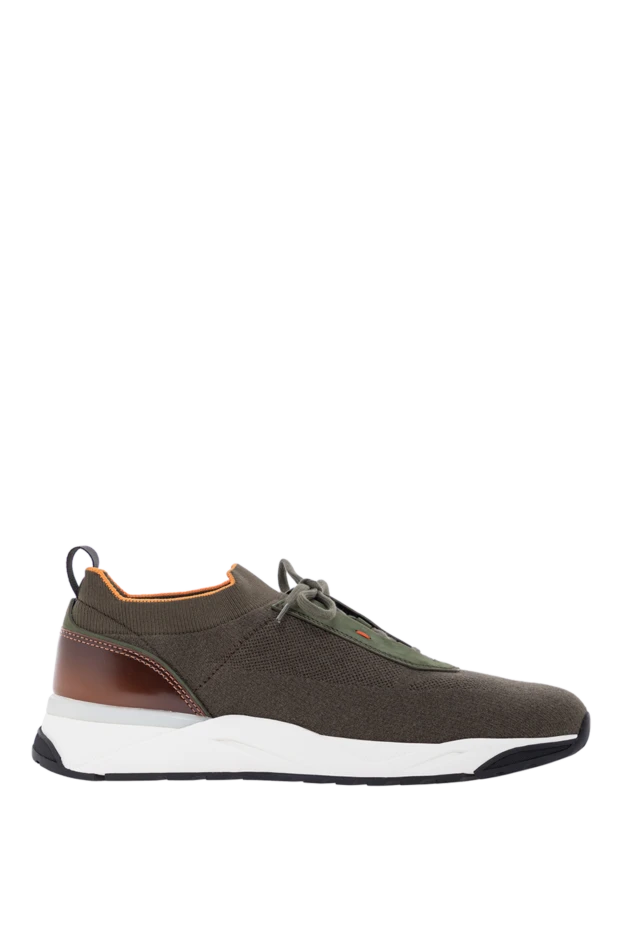 Men's green sneakers made of stretch knit and leather
- photo 1