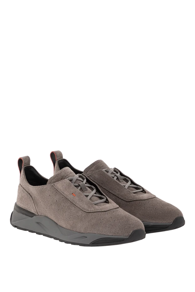 Santoni кроссовки из мягкой серой замши с анатомической подошвой 191280 - фото 3