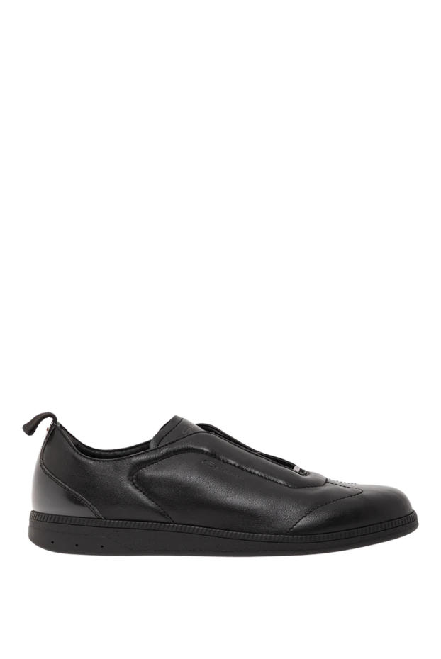 Ultra-soft and supple black leather sneakers with logo - photo 1