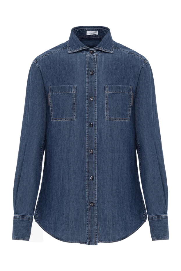 Soft cotton denim shirt with patch pockets - photo 1