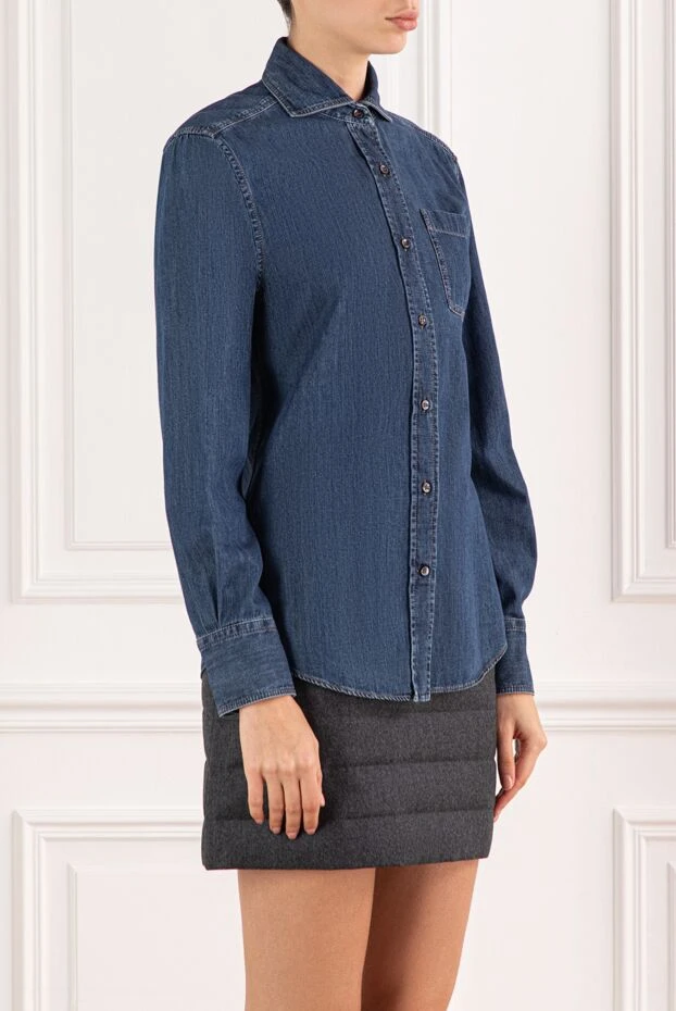 Brunello Cucinelli қалталары бар жұмсақ мақта джинсы көйлек 191305 - фото 3
