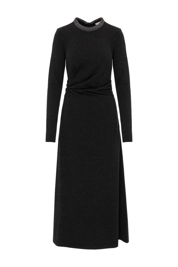 Белі драпты және монили шынжырлы жағасы бар миди көйлек - фото 1