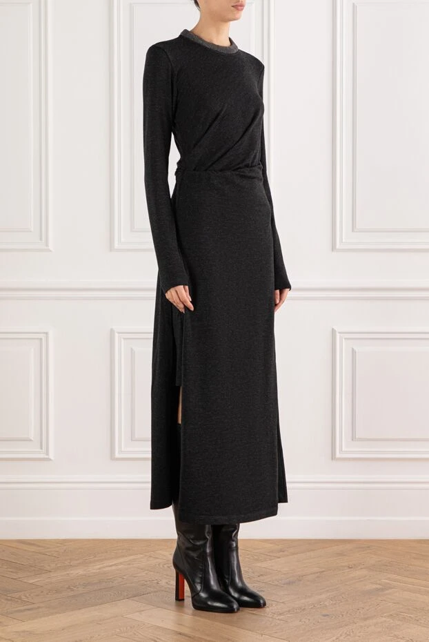 Brunello Cucinelli midi dress with draped waist and monili chain collar 191309 - photo 3