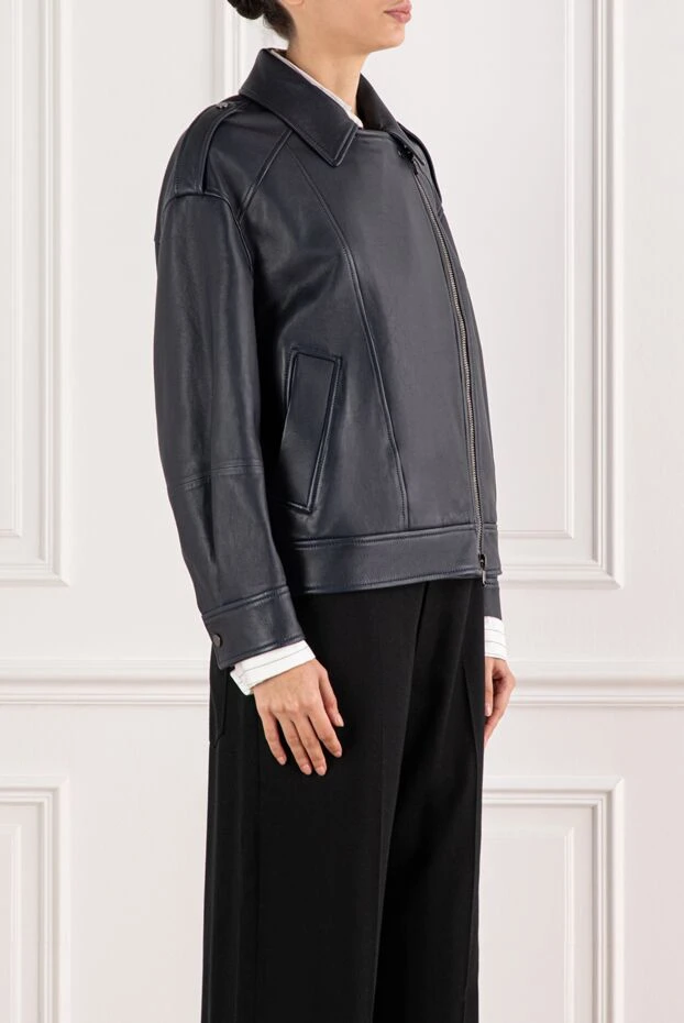 Brunello Cucinelli женская косуха из натуральной кожи с диагональной молнией 191314 - фото 3