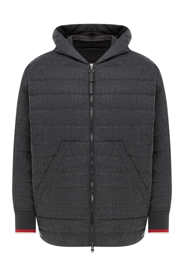 Пуховик из шерсти с контрастными манжетами женская - фото 1