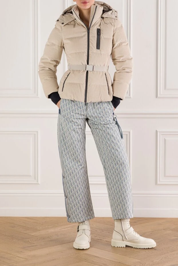 Women's cream cotton corduroy down jacket with goose down filling - photo 2