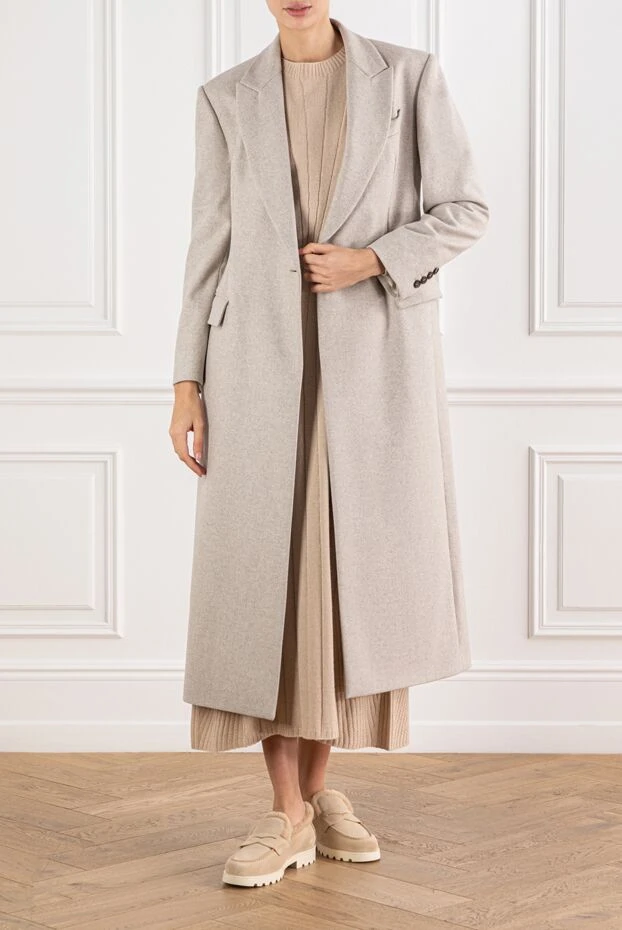 Brunello Cucinelli длинное пальто из шерсти с классическими карманами с клапанами
 191320 - фото 2