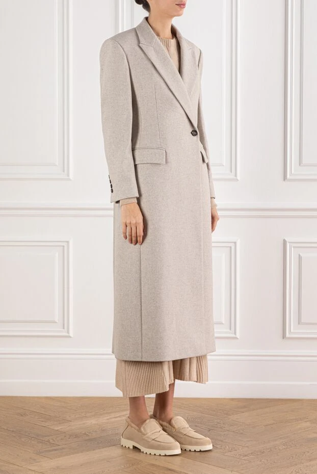 Brunello Cucinelli длинное пальто из шерсти с классическими карманами с клапанами
 191320 - фото 3
