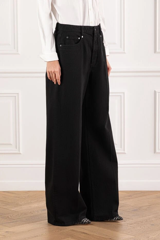 Brunello Cucinelli черные джинсы с эластичным поясом и широкими штанинами 191326 - фото 3