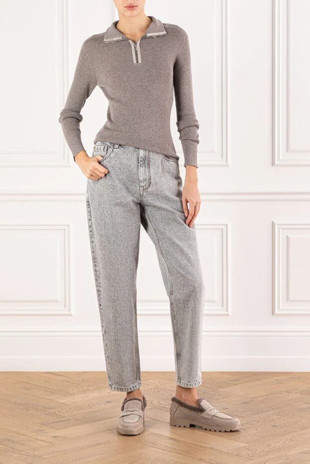 Brunello Cucinelli базовые джинсы из хлопка с зауженными штанинами 191327 - фото 2