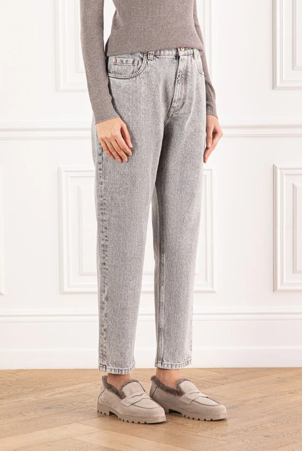 Brunello Cucinelli базовые джинсы из хлопка с зауженными штанинами 191327 - фото 3