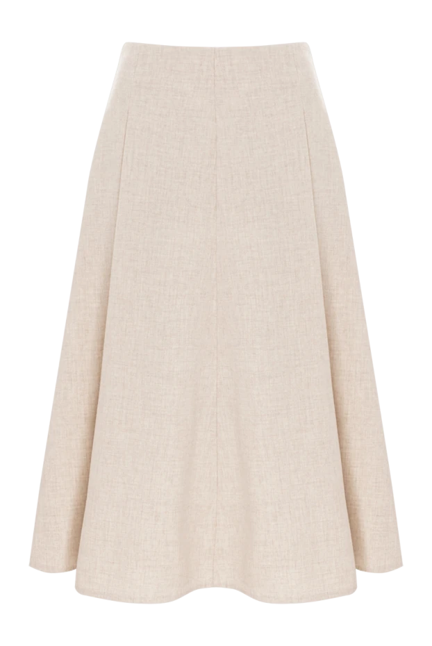 Бежевый жүн мен кашемирден жасалған жалаңаш миди юбка - фото 1