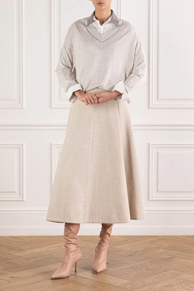 Brunello Cucinelli lightweight cashmere and silk jumper with neckline detailing 191337 - photo 2