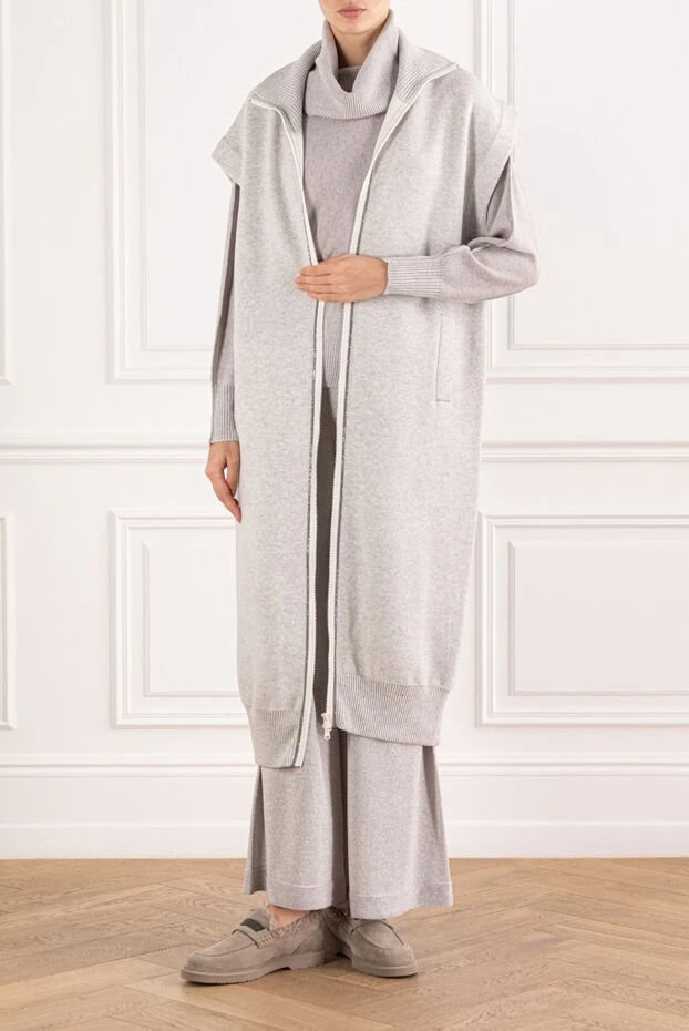 Long cashmere cardigan in a soft light palette - photo 2