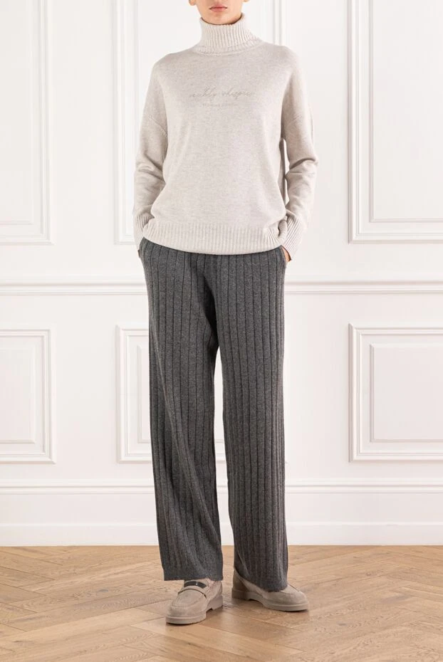 Brunello Cucinelli gray cashmere trousers with a ribbed texture and a soft waistband
 191347 - photo 2