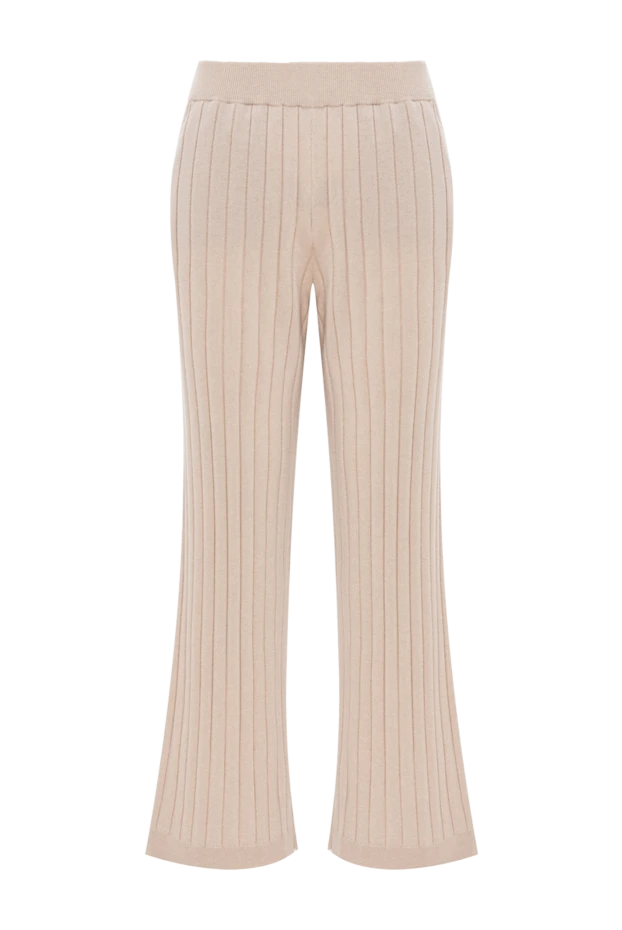 Beige cashmere trousers with a ribbed texture and a soft waistband
- photo 1