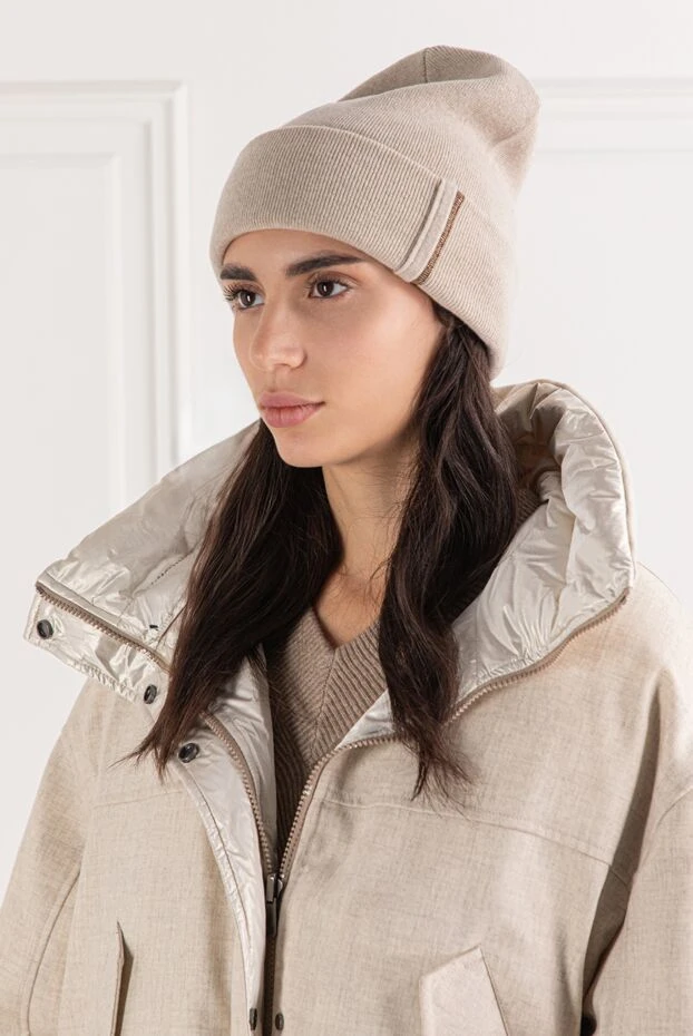 Тыныш пастель түсті кашемирден жасалған қалпақ - фото 2