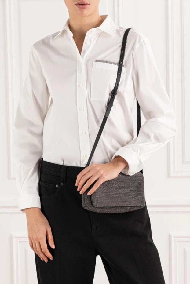 Brunello Cucinelli shimmering lamé evening bag in graphite 191353 - photo 2