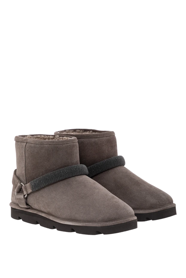 Brunello Cucinelli gray ugg boots made of genuine suede with a warm fur lining.
 191355 - photo 3