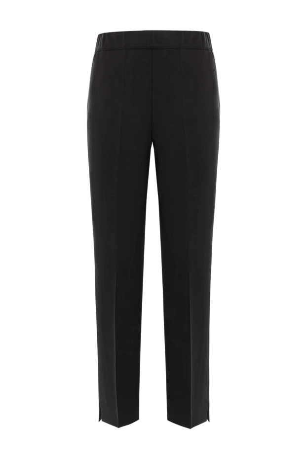 Black wool trousers with an elastic waistband and a straight cropped fit - photo 1