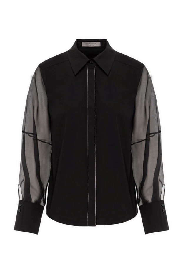 Black organza blouse with airy sleeves - photo 1