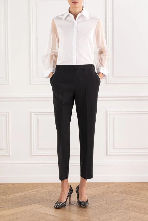 D.Exterior элегантная белая блузка с легкими полупрозрачными рукавами и строгим воротником 191365 - фото 2