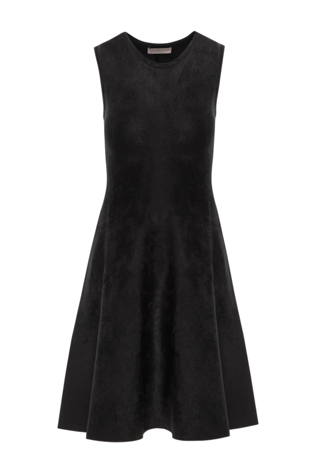 Жалаңаш юбкасымен қара жұмсақ барқыт кешкі көйлек - фото 1