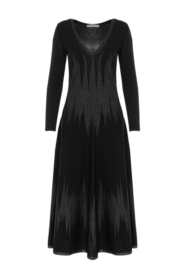 Черное платье из тонкого трикотажа с эффектом мерцания - фото 1